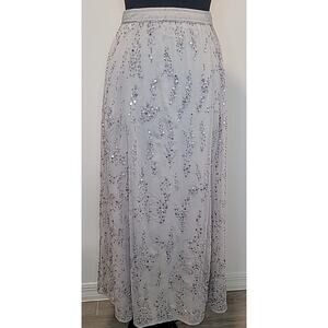 NWOT Soft Surroundings Champagne Sequin & Beaded Preciosa Maxi Skirt – Size PM